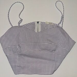 Plaid purple cropped tank top